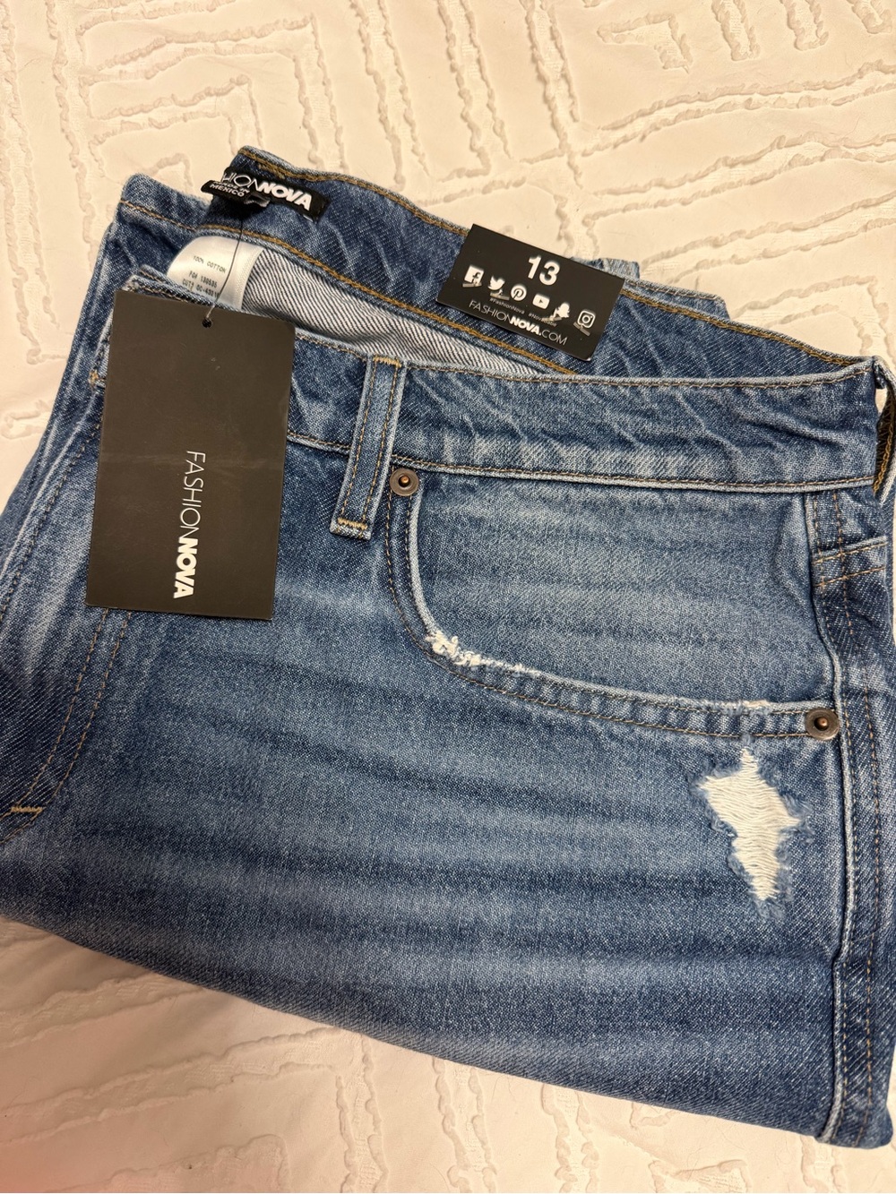 NTW Fashion Nova Distressed Boyfriend Jeans - Size 13